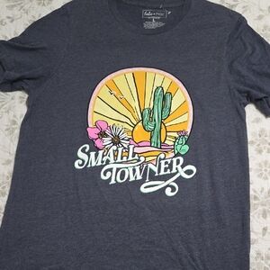Ladies' Charcoal Graphic Tee - Cactus Design